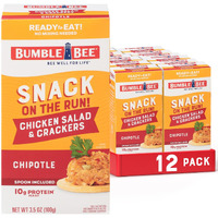 Bumble Bee Snack On The Run Chipotle Chicken Salad With Crackers Kit, 3.5 Oz (Case Of 12) - Ready To Eat, Spoon Included - Shelf Stable & Convenient Protein Snack