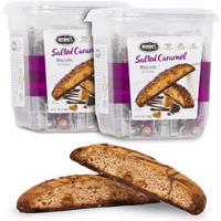 Nonni's Salted Caramel Biscotti Italian Cookies - 2 Tubs Biscotti Individually Wrapped Cookies W/Rich Milk Chocolate & Sea Salt - Salted Caramel Coffee Cookies - Italian Biscotti Cookies - 21 Oz