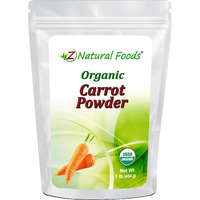 Z Natural Foods Organic Carrot Powder, Natural Superfood Powder For Vision And Heart Health, Great In Juices, Smoothies, And Recipes, Non-Gmo, Vegan, Gluten-Free, Kosher, 1 Lb.