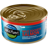 Wild Planet Wild Sockeye Salmon, Skinless And Boneless, Sea Salt, Tinned Fish, Canned Salmon, Sustainably Wild-Caught, Non-Gmo, Kosher, Gluten Free, Keto And Paleo, 6 Ounce Single Unit/Can