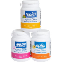 Epic Xylitol Chewing Gum - Sugar Free & Aspartame Free Chewing Gum Sweetened W/Xylitol For Dry Mouth & Gum Health (Assorted, 50-Piece Bottle, 3 Bottles)
