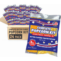 Popcorn Kits By Premium America, Popcorn Machine Popcorn Packets, Popcorn Kernels, Bulk Dual All In One Popcorn Packs, Movie Theater Popcorn Gift Set, 24Pc, For An 8Oz. Popper