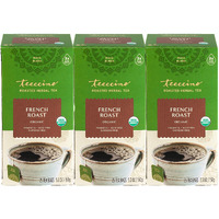 Teeccino French Roast Herbal Tea - Rich & Roasted Herbal Tea Thats Caffeine Free & Prebiotic For Natural Energy, Coffee Alternative, 25 Tea Bags (Pack Of 3)