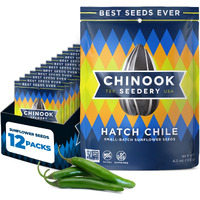 Chinook Seedery Roasted Jumbo Sunflower Seeds - Keto Snacks, Gluten-Free, Non-Gmo, Hatch Chile Flavor 4 Oz (12-Pack)
