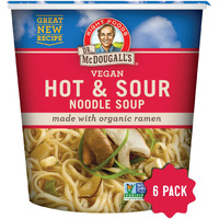 Dr. Mcdougall's Hot And Sour Vegan Ramen Soup - Spicy Ramen Noodles - Instant Ramen Noodle Cups - Non-Gmo Instant Hot Noodles - Oil-Free Soup 1.9 Ounces - Pack Of 6