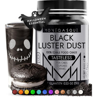 Mon  Gasque Black Luster Dust Edible Glitter For Cocktails 15G - Premium Black Edible Glitter For Cakes - Halloween Cake Luster Dust - Edible Glitter For Drinks - Edible Dust - Edible Glitter For Cakes