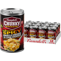 Campbells Chunky Soup, Chipotle Chicken Corn Chowder Soup, 18.8 Oz Can (Pack Of 12)