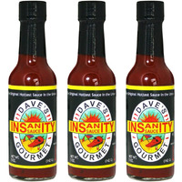 Dave's Gourmet Original Insanity Hot Sauce Featured On Hot Ones Season 1-3 Bottles