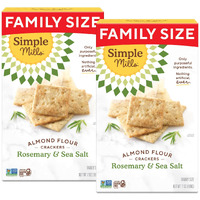 Simple Mills Almond Flour Crackers, Family Size, Rosemary & Sea Salt - Gluten Free, Vegan, Healthy Snacks, 7 Ounce (Pack Of 2)