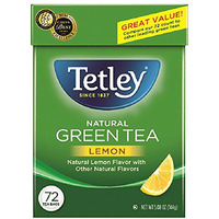 Tetley Natural Green Tea, Lemon Green Tea, 72 Tea Bags (Pack Of 6) Rainforest Alliance Certified