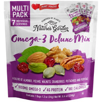 Nature's Garden Omega 3 Deluxe Mix - Trail Mix, Deluxe Mix Nuts, Heart Healthy, Gluten Free, Cholesterol Free, Sodium Free, No Artificial Ingredients - 1.2 Oz Bags (7 Individual Servings)