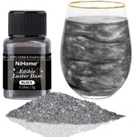 Nihome Edible Food-Grade Glimmer Powder Glitter Luster Dust Metallic Food Decorating Sprinkle Glimmery Dust For Drink Wine Beverage Cake Candy Dessert Bakery Restaurant Vegan (0.18Oz/5G, Black)