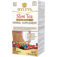Hyleys Slim Tea 5 Flavor Assortment With Green Tea & Senna - Herbal Weight Loss Detox Cleanse Supplement For Belly Fat, Bloating & Metabolism Boost - 25 Tea Bags (12 Pack)