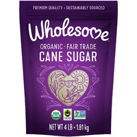 Wholesome Sweeteners 4-Pound Organic Cane Sugar, Fair Trade, Non Gmo, Gluten Free & Vegan For Baking And Sweetening, 6 Pack