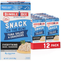 Bumble Bee Snack On The Run Everything Bagel Seasoning Tuna Salad With Crackers Kit, 3.35 Oz (Pack Of 12) - Ready To Eat, Spoon Included - Wild Caught Tuna - Shelf Stable & Convenient Protein Snack