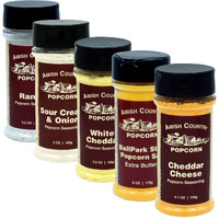 Amish Country Popcorn | Seasoning Variety Pack | 5 Bottles | Ballpark Buttersalt, Cheddar Cheese, White Cheddar, Ranch, Sour Cream And Onion | Old Fashioned, Non-Gmo And Gluten Free