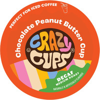 Crazy Cups Decaf Flavored Coffee Pods, Decaf Chocolate Peanut Butter Cup, Deffinated Hot Or Iced Single Serve Coffee Pods For Keurig K-Cups Machine, 22 Count