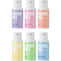 Colour Mill Pastel Pack Oil-Based Food Coloring, 20 Milliliters Each Of 6 Colors: Baby Blue, Baby Pink, Lavender, Lemon, Mint And Peach