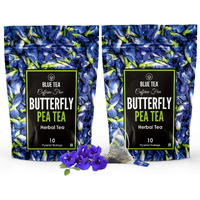 Blue Tea - Butterfly Pea Flower Tea - 20 Count (Pack Of 2) Plant Based Tea Bag | Prime Saving Day | Super Anti-Oxidant | Flower Based - Herbal Tea - Caffeine Free - Vegan - Non-Gmo | Zipper Packaging
