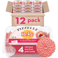 Reko Pizzelle Authentic Italian Style Waffle Cookie, Strawberry, 7 Ounce (Pack Of 12)