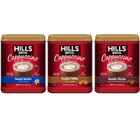 Hills Bros. Instant Cappuccino Mix, French Vanilla, English Toffee, & Double Mocha Variety Pack (16 Oz, Pack Of 3) - Convenient Instant Hot Or Iced Coffee, Frothy & Rich Flavor - Just Add Water