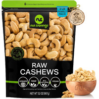Nut Cravings - Raw Whole Cashews, Unsalted, Shelled, (32Oz - 2 Lb) Bulk Nuts Packed Fresh In Resealable Bag - Kosher Healthy Snack, Natural Keto Vegan - Ideal For Trail Mixed Nuts