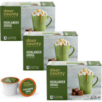 Door County Coffee Highlander Grogg Flavored Coffee Ground | 30 Count Single Serve Cups | Medium Roast | 100% Specialty Arabica Coffee | Flavored Gourmet Coffee | Caramel & Irish Cream Coffee