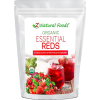 Z Natural Foods Organic Essential Reds, Organic Juice Powder, Super Blend Of 10 Red Fruits And Vegetables, Superfood Smoothie Powder, Non-Gmo, Vegan, 1 Lb
