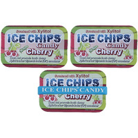 Ice Chips Xylitol Candy Tins (Sour Cherry, 3 Pack) 5.28 Oz Total - Includes Band As Shown
