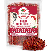 Chile De Arbol 8Oz - Dried Whole Red Chili Peppers, Premium All Natural Stemless, Resealable Bag. Use In Mexican, Chinese And Thai Dishes. Spicy Hot Heat Full Of Flavor