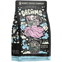Bones Coffee Company Cookies 'N Dreams Whole Coffee Beans Cookies & Cream Flavor, Low Acid Flavored Coffee, Made With Arabica Coffee Beans, Medium Roast Coffee, Coffee Lover Gift Ideas (12 Oz)
