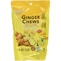 5 Packs Of Prince Of Peace 100 Percent Natural Ginger Candy Chews (Lemon, 4 Ounce)