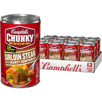 Campbells Chunky Soup, Sirloin Steak With Hearty Vegetables Soup, 18.8 Oz Can (Case Of 12)