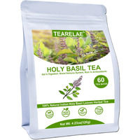 Tearelae - Holy Basil Tea Bags - 60 Count - 100% Pure Natural Holy Basil Leaves - Aid In Digestion, Boost Immune System - Non-Gmo - Caffeine-Free