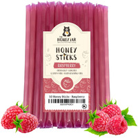 The Honey Jar Raspberry Flavored Honey Sticks - Pure Honey Straws For Tea, Coffee, Or A Healthy Treat - One Teaspoon Of Flavored Honey Per Stick - Made In The Usa With Real Honey - (50 Count)