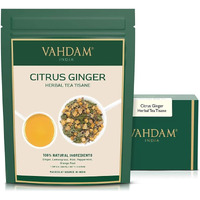 Vahdam, Citrus Ginger Herbal Tea Tisane (50 Cups, 3.53 Oz) Gluten Free, Non Gmo | Ginger, Lemongrass, Orange Peels, Mint | Herbal Tea Loose Leaf | Vacuum Sealed Pack