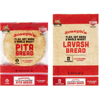 Joseph's 2-Pack Value Variety Bundle, Flax Oat Bran Whole Wheat Lavash Bread (4 Lavash Squares Total) And Pita Bread (6 Pita Loaves Total), Fresh Baked