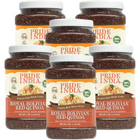 Pride Of India - Pack Of 6 - Natural Royal Red Bolivian Quinoa - Protein Rich Whole Grain Jar, 3 Lbs Jar