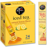 4C Powder Drink Mix Packets, Lemon Tea 1 Pack, 24 Count, Singles Stix On The Go, Refreshing Sugar Free Water Flavorings