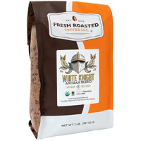 Fresh Roasted Coffee, Organic White Knight, 2 Lb (32 Oz), Light Roast, Fair Trade Kosher, Whole Bean