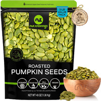 Nut Cravings - Roasted & Unsalted Pumpkin Seeds, Pepitas, No Shell (48Oz - 3 Lb) Packed Fresh In Resealable Bag - Nut Snack - Healthy Protein Food, All Natural, Keto Friendly, Vegan, Kosher