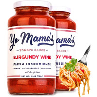 Yo Mama's Foods Keto Burgundy Wine Pasta Sauce - Pack Of (2) - No Sugar Added, Low Carb, Low Sodium, Gluten Free, Paleo Friendly, And Made With Whole, Non-Gmo Tomatoes