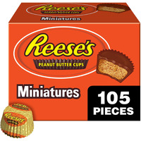 Reese's Miniatures Milk Chocolate Peanut Butter Cups, Candy Packs, 0.31 Oz (105 Pieces)