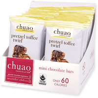 Chuao Chocolatier Pretzel Toffee Twirl Dark Chocolate Mini Bars | Gourmet Chocolate Caramel Artisan European No Preservatives | For Gift Baskets, Christmas, Valentines Day, Gifts For Women, Men, Birthday, Thank You, Care Package | 24 Pack
