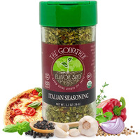 Flavor Seed Godfather Organic Italian Seasoning For Pasta Salad, Tomato Sauces, Pizza Topping, Meat & Vegetables. Mediterranean Blend Of Herbs And Spices, Non Gmo, Kosher, Vegan, Gluten Free Herb Seasoning Mix, 2.7Oz Glass Shaker