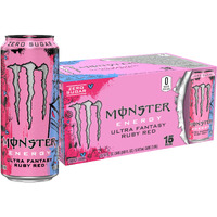 Monster Energy Ultra Fantasy Ruby Red, Sugar Free Energy Drink, 16 Ounce (Pack Of 15)
