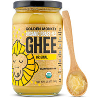 Organic Ghee Butter Grass Fed Clarified - 16 Oz Ghee Butter - Unsalted Butter Certified Organic Ghee Oil - Perfect For Paleo, Keto, Lactose & Gluten Free Diet