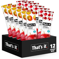 That's It. Fruit Bars 12 Variety Pack 100% Natural Real Fruit Bar, High Fiber Vegan, Gluten Free, Paleo, Non-Gmo No Sugar Added (6 Mango, 6 Cherry)