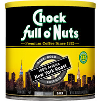 Chock Full Onuts New York Roast, Dark Roast Ground Coffee - Gourmet Arabica Coffee Beans - Bold, Full-Bodied And Intense Coffee (30.5 Oz. Can)