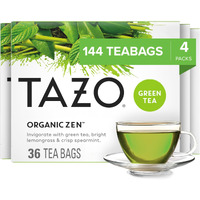 Tazo Organic Zen Green Tea Bags, 144 Total Tea Bags (36Ct - Pack Of 4)